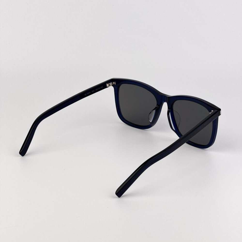 Saint Laurent SL116K Square Sunglasses – Blue Frame Silver Lenses | Model 003 - Picture 4 of 9